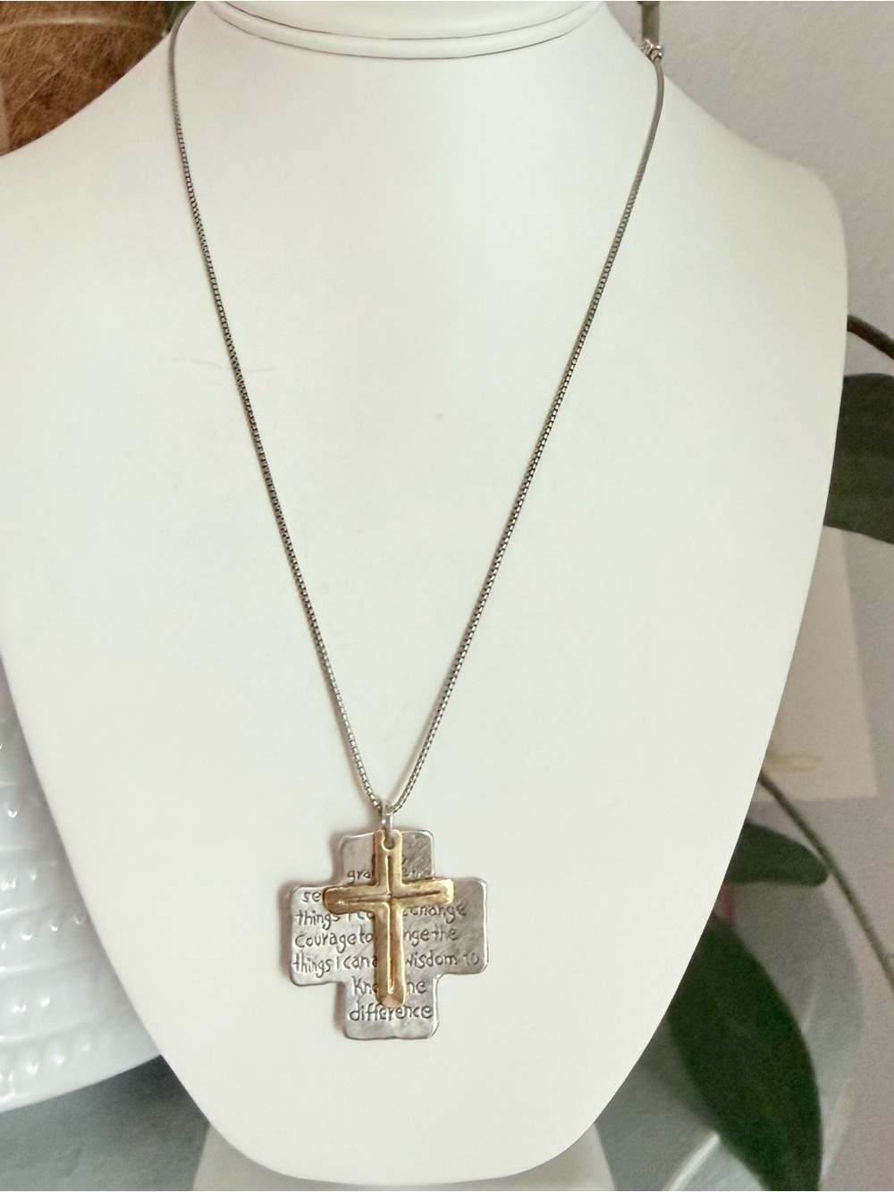 Didae 925 Sterling Silver Serenity Pray Cross Pendant Necklace